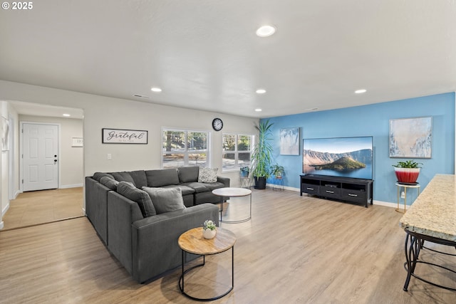 living room featuring light hardwood / wood-style flooring