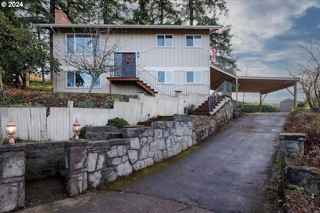 view of front of house with a carport