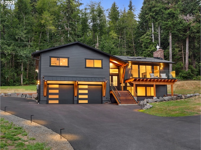 view of front of home with a garage