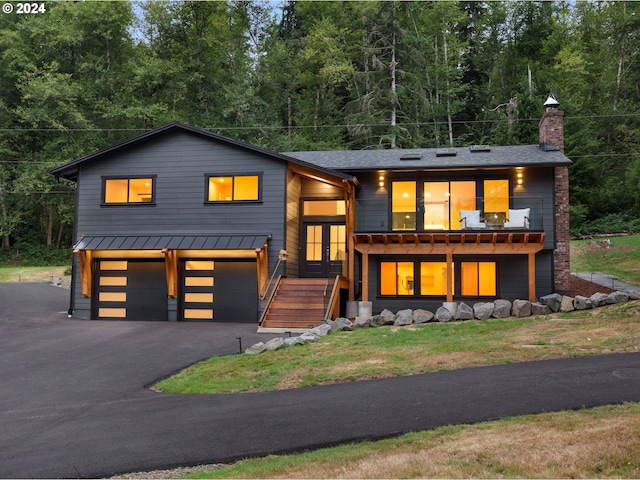 contemporary home with a garage