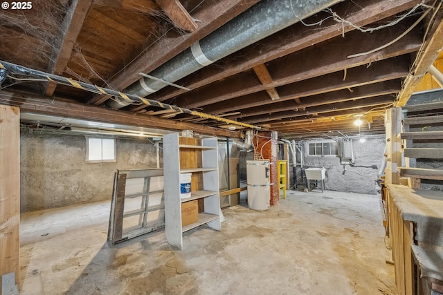 basement with a sink