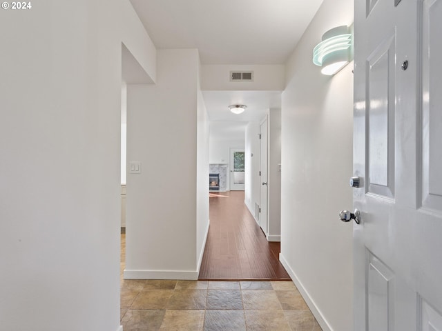 corridor featuring light wood-type flooring