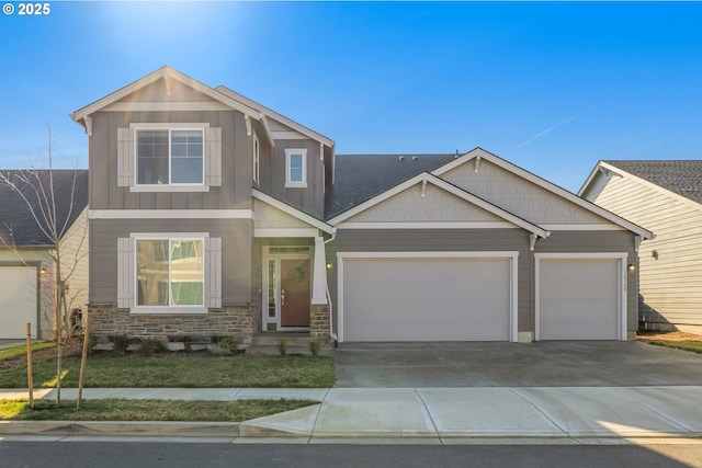 craftsman inspired home with a garage