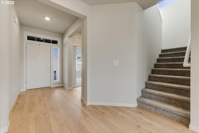 entrance foyer featuring light wood-type flooring