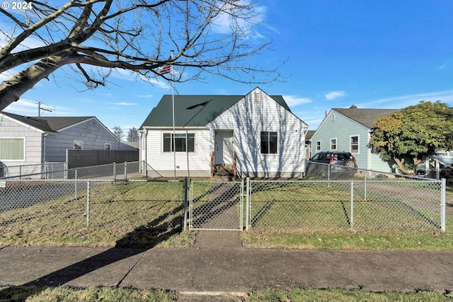 bungalow with a front yard