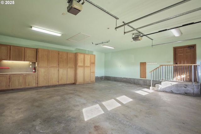 garage with a garage door opener