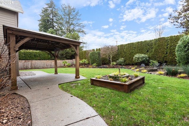 view of yard with a gazebo and a patio area