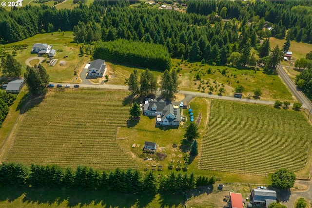 birds eye view of property featuring a rural view