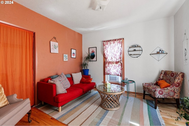 living room with hardwood / wood-style floors