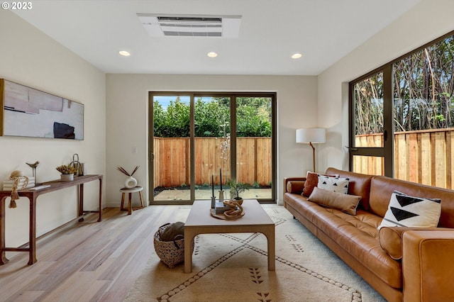 living room featuring light hardwood / wood-style floors