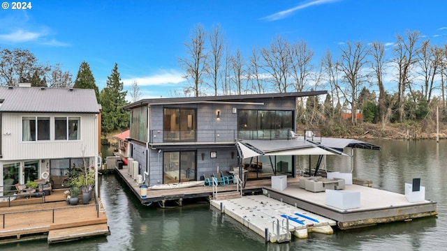 view of dock featuring a water view