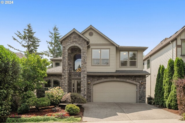 view of front of house with a garage