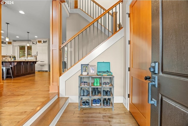 foyer entrance featuring light hardwood / wood-style flooring