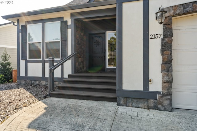 entrance to property with a garage