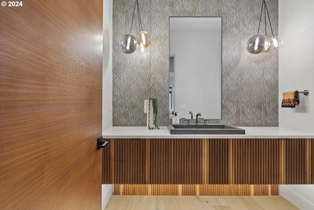 13581 Goodall Rd, Lake Oswego, OR 97034 - bathroom featuring vanity and wood finished floors