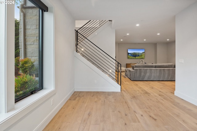 interior space with light hardwood / wood-style flooring