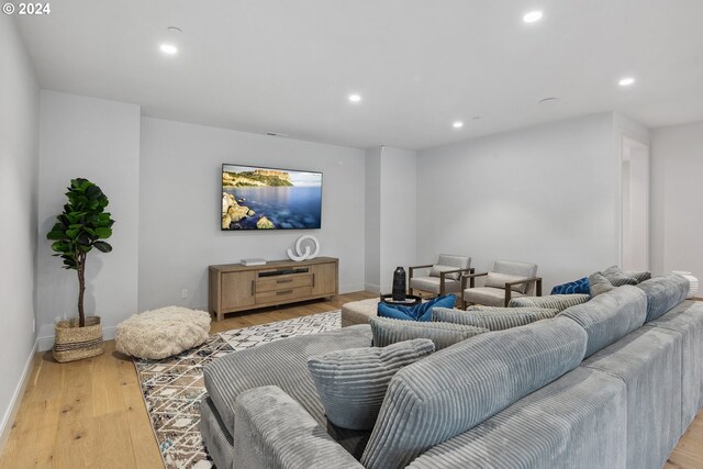 living room featuring light wood-type flooring