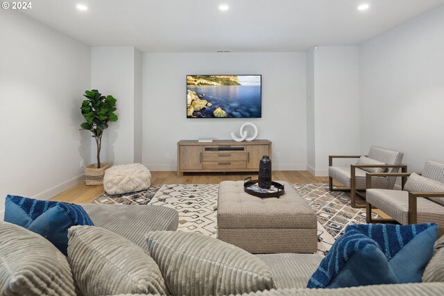 living room featuring light wood-type flooring