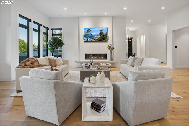 living room featuring light hardwood / wood-style flooring