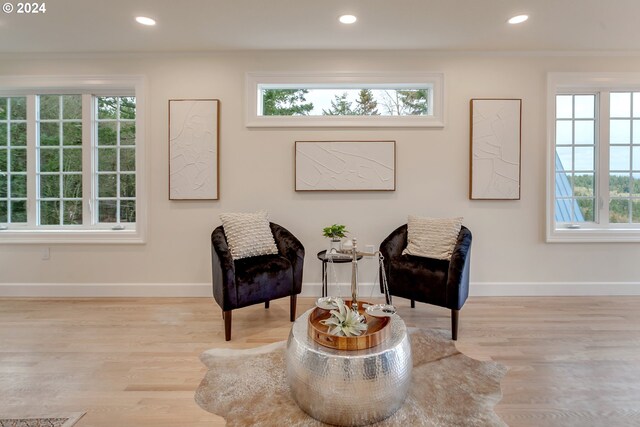 living area with light wood-type flooring