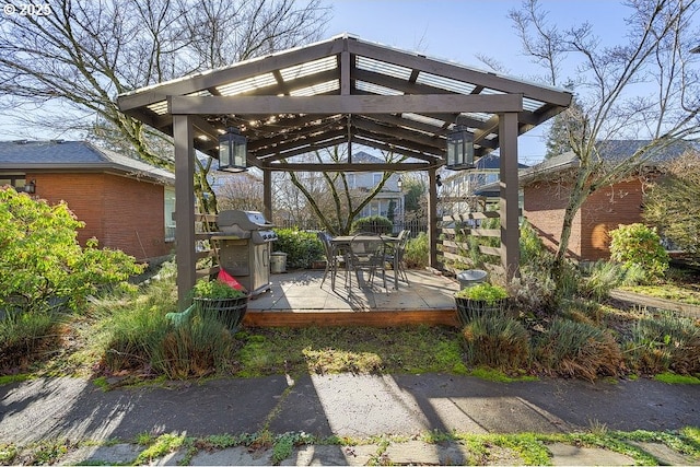 wooden deck with grilling area