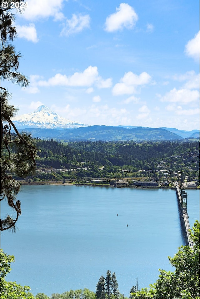 property view of water featuring a mountain view