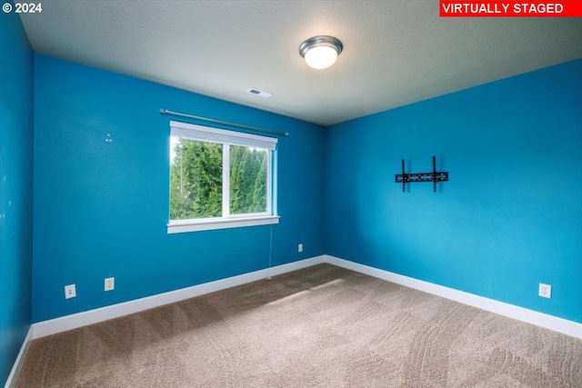 carpeted spare room featuring a textured ceiling