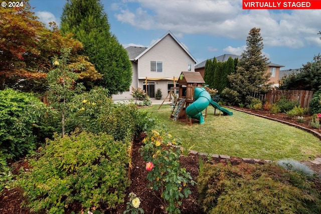 view of yard featuring a playground