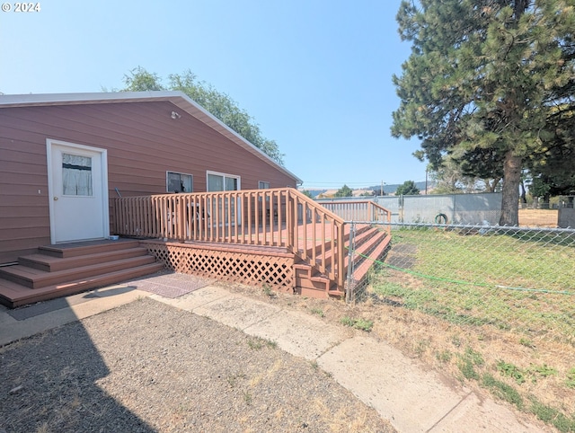 view of yard with a deck