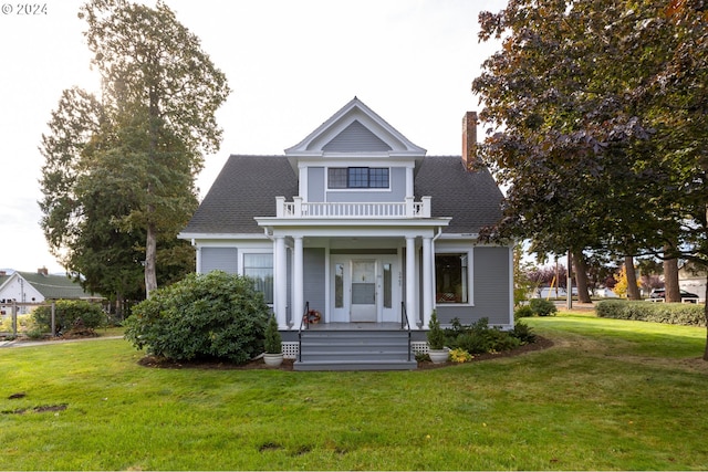 3465 Avalon Dr, Hood River, OR 97031 - view of front facade featuring a chimney, a porch, and a front yard