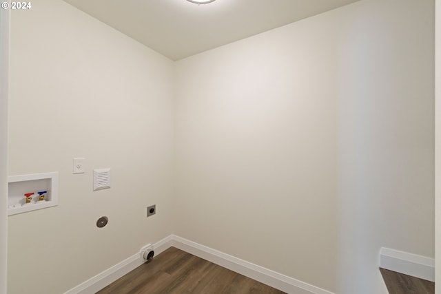 laundry room featuring dark hardwood / wood-style flooring, washer hookup, and hookup for an electric dryer