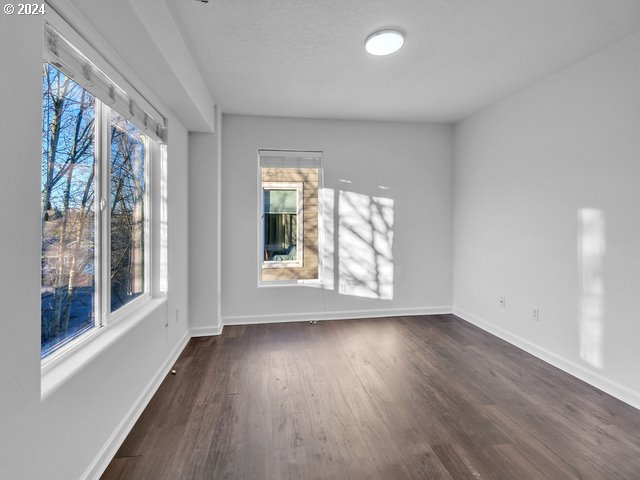 unfurnished room featuring dark hardwood / wood-style flooring