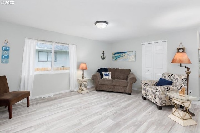 living room featuring light hardwood / wood-style flooring