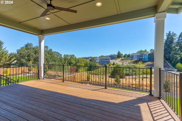 deck with a ceiling fan