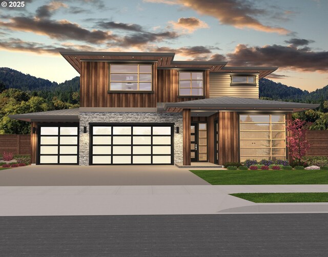 contemporary home with a garage