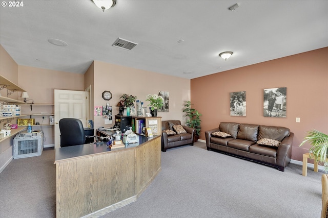 view of carpeted home office