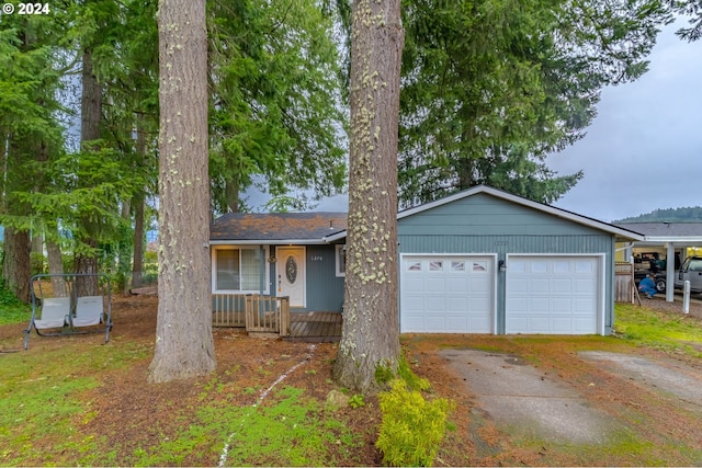 single story home with a garage