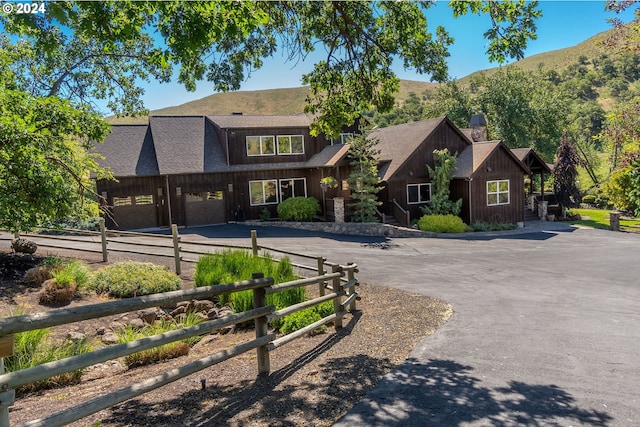 view of front of house with a mountain view