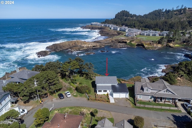 bird's eye view featuring a water view