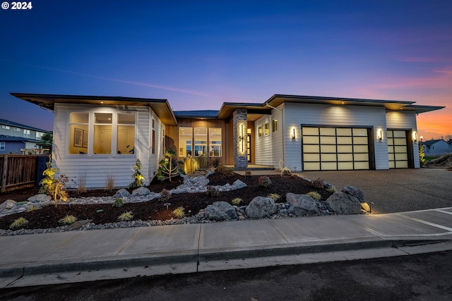 modern home featuring a garage