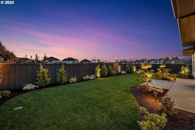 view of yard at dusk