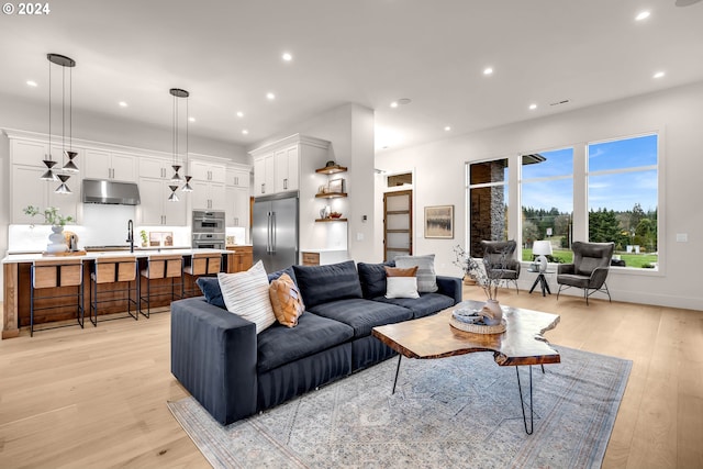 living room featuring light hardwood / wood-style flooring