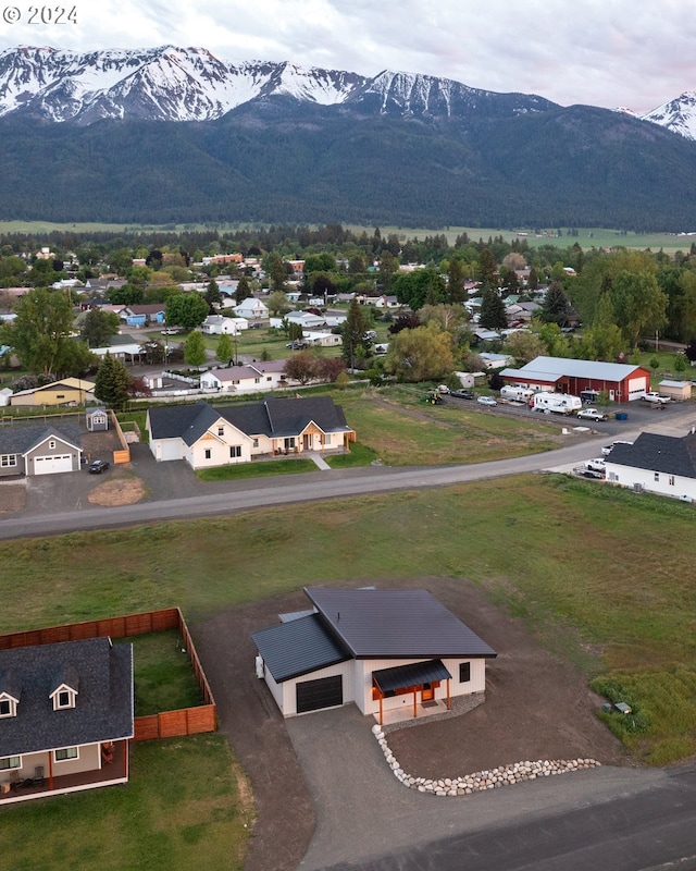 drone / aerial view with a mountain view