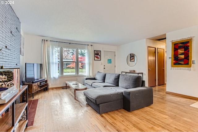 living room featuring light hardwood / wood-style floors