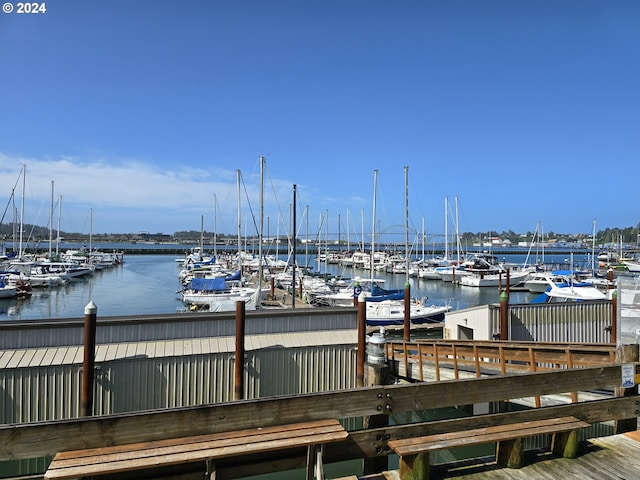 view of dock featuring a water view