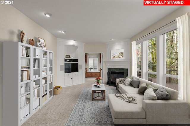 living room with carpet floors