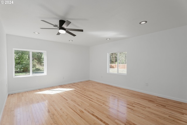 2840 Canyonville Riddle Rd, Riddle, OR 97469 - unfurnished room with light wood-style flooring, recessed lighting, ceiling fan, and baseboards