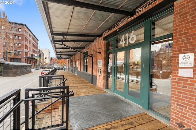 view of patio featuring french doors