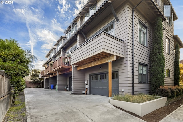 view of property featuring a garage