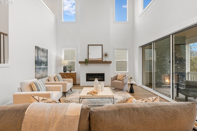 living room with light hardwood / wood-style floors